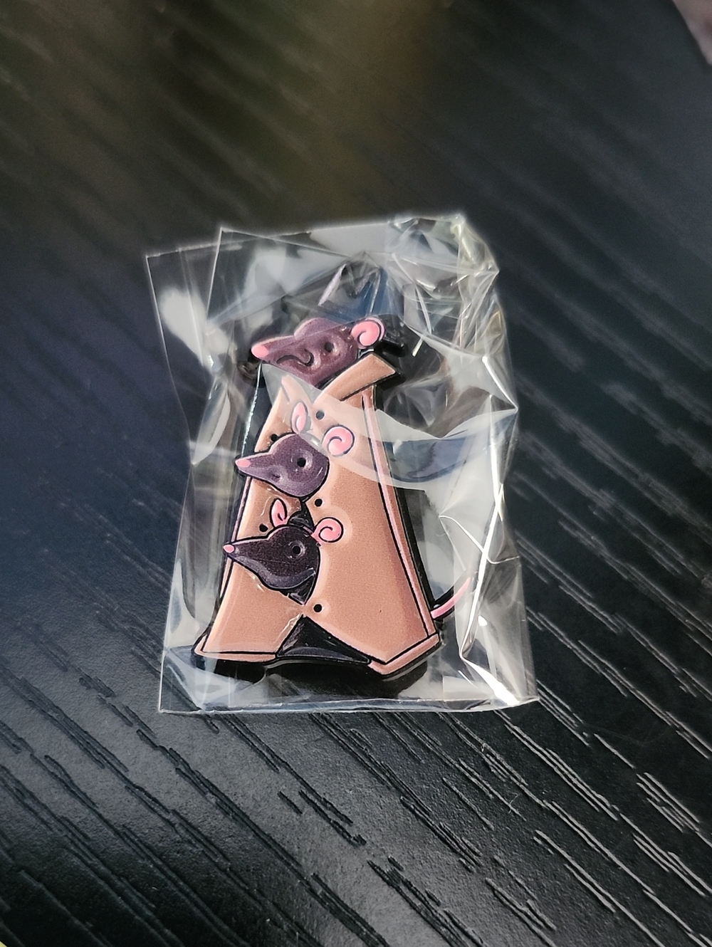 Mice in Trench Coat Enamel Pin Tower Design - Picture 4 of 4